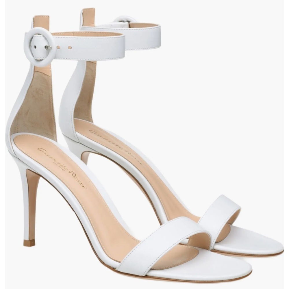 Gianvito Rossi Portofino 85 White Leather Ankle Strap Heels EU 36 NWT